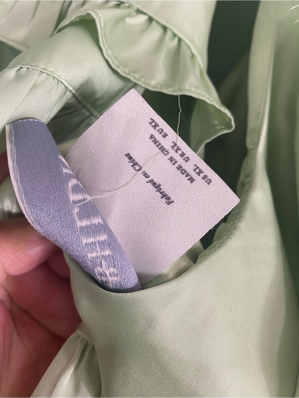 BHLDN Caped Satin Maxi Dress Green Ruffle XL - Picture 8 of 10